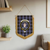 Kilmarnock Tartan Crest Wall Hanging Banner - Wood Pole